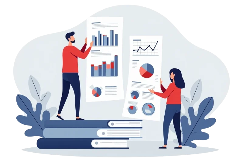 Financial information review illustration